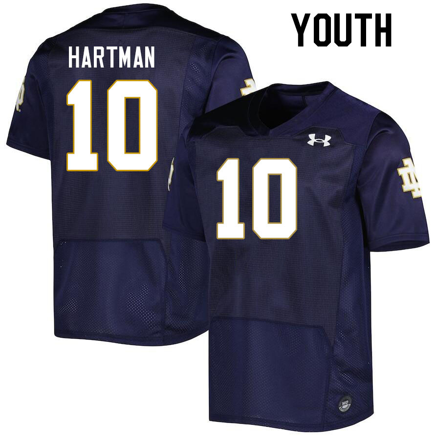 Youth #10 Sam Hartman Notre Dame Fighting Irish College Football Jerseys Stitched-Navy - Click Image to Close